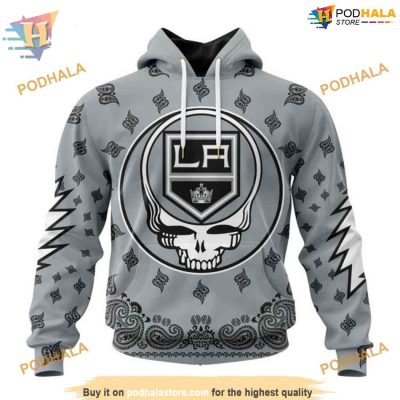 Custom Grateful Dead Design NHL Los Angeles Kings Hoodie 3D