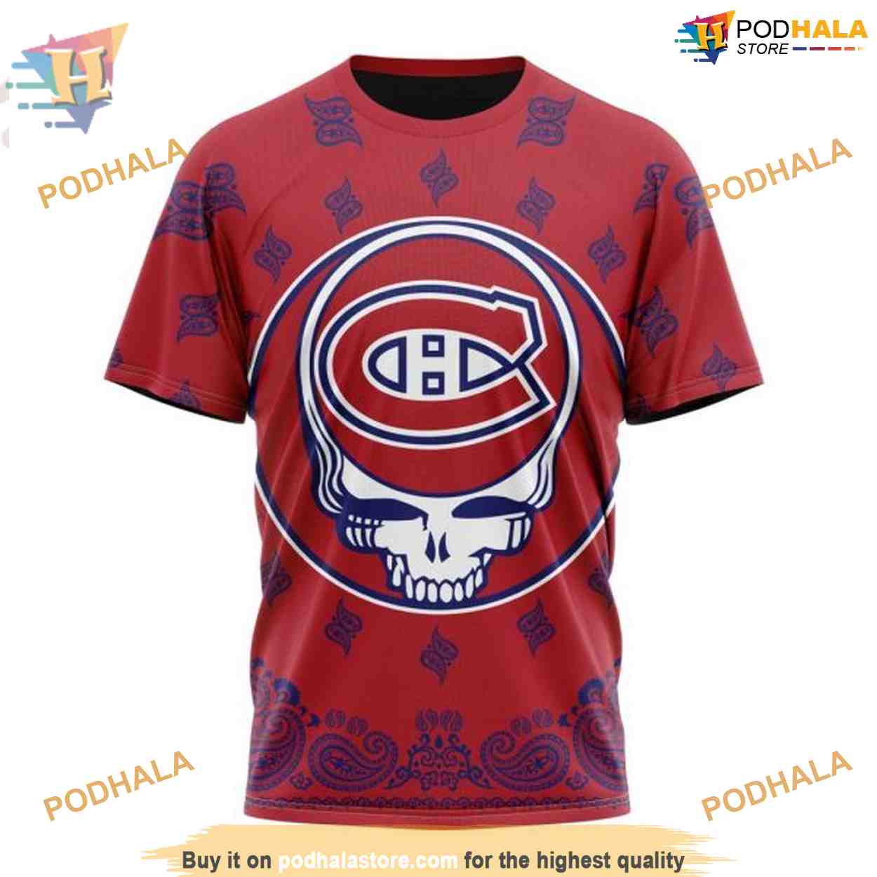 Custom Grateful Dead Design NHL Montreal Canadiens Hoodie 3D Custom Grateful Dead Design NHL Montreal Canadiens Hoodie 3D