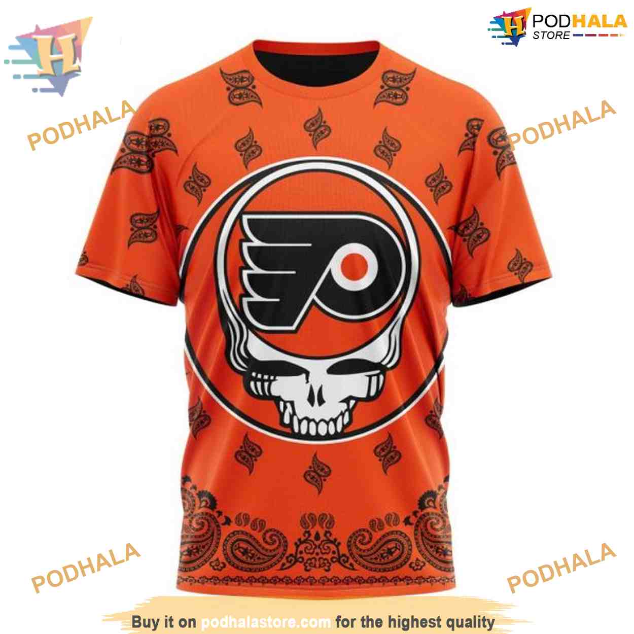 Custom Grateful Dead Design NHL Philadelphia Flyers Hoodie 3D Custom Grateful Dead Design NHL Philadelphia Flyers Hoodie 3D