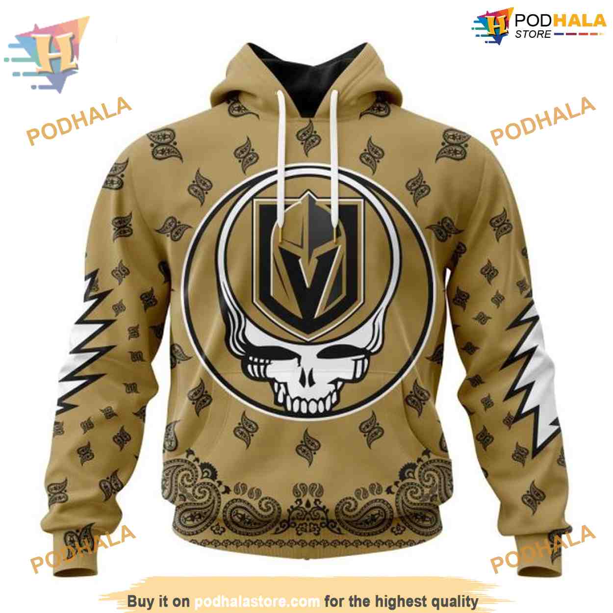 Custom Grateful Dead Design NHL Vegas Golden Knights Hoodie 3D Shirt Custom Grateful Dead Design NHL Vegas Golden Knights Hoodie 3D Shirt