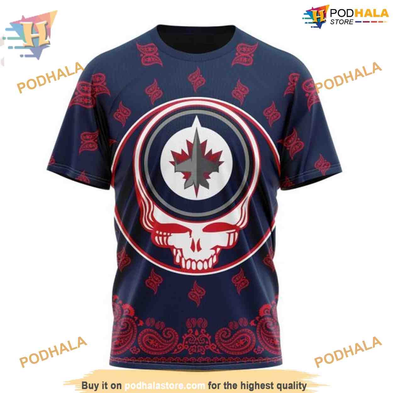 Custom Grateful Dead Design NHL Winnipeg Jets Hoodie 3D Shirt Custom Grateful Dead Design NHL Winnipeg Jets Hoodie 3D Shirt