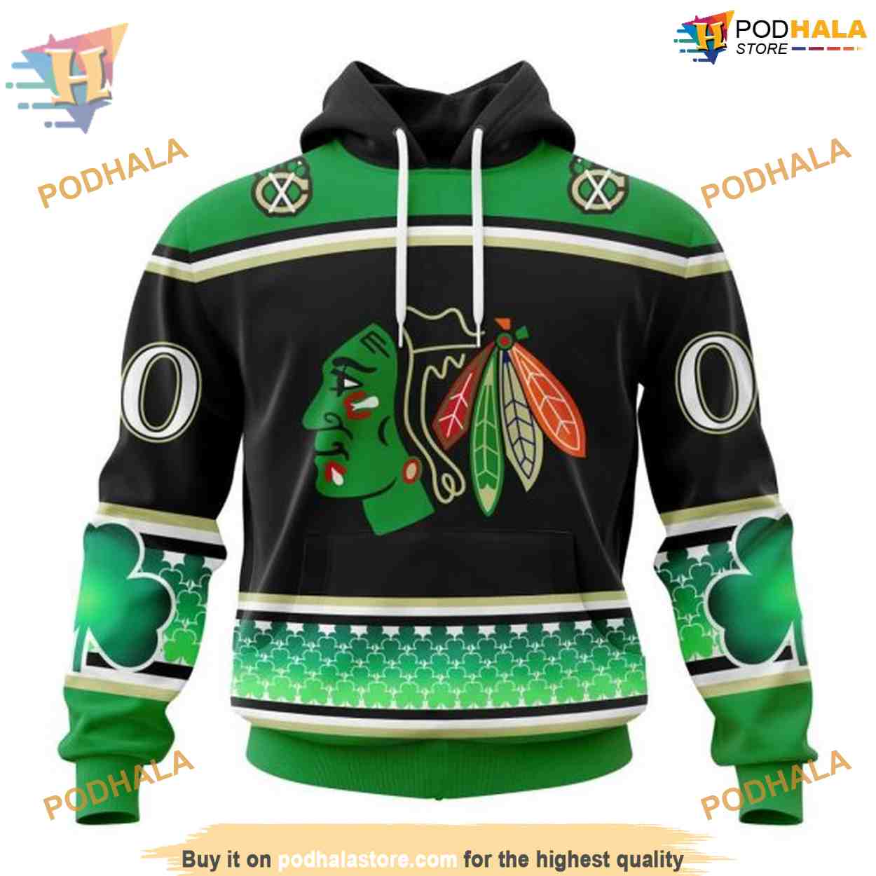 Custom Hockey Celebrate St Patricks Day NHL Chicago Blackhawks 3D Hoodie Custom Hockey Celebrate St Patricks Day NHL Chicago Blackhawks 3D Hoodie