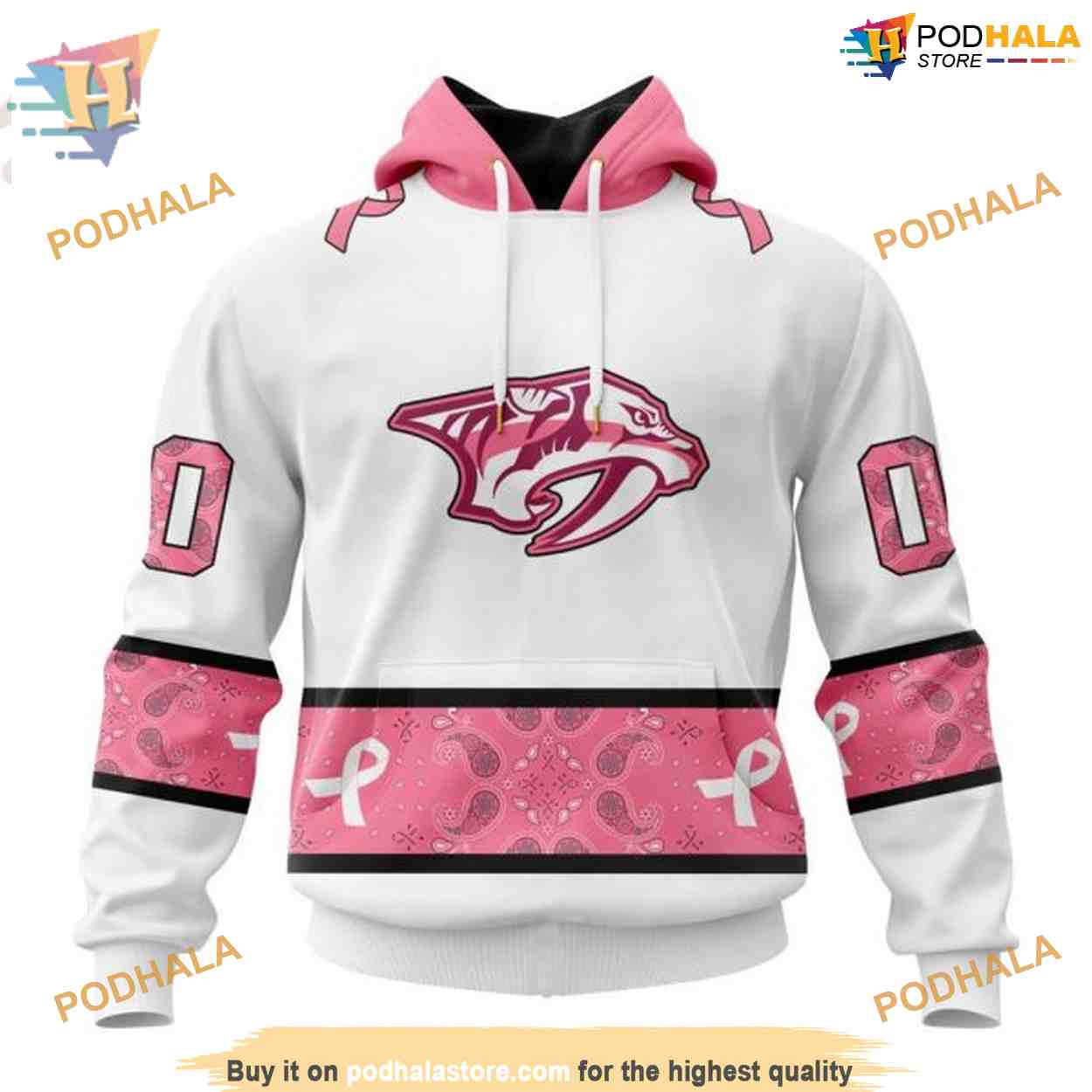 Custom IN OCTOBER WE WEAR PINK BREAST CANCER NHL Nashville Predators Hoodie 3D Custom IN OCTOBER WE WEAR PINK BREAST CANCER NHL Nashville Predators Hoodie 3D
