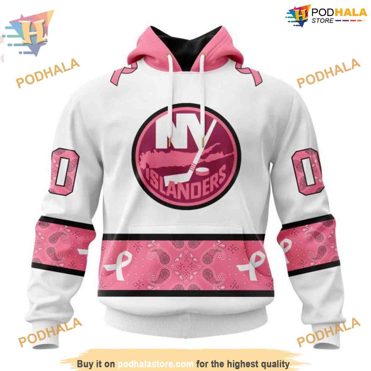 Custom IN OCTOBER WE WEAR PINK BREAST CANCER NHL New York Islanders Hoodie 3D Custom IN OCTOBER WE WEAR PINK BREAST CANCER NHL New York Islanders Hoodie 3D