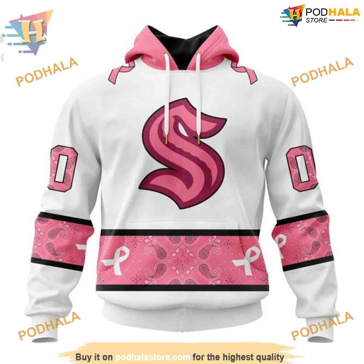 Custom IN OCTOBER WE WEAR PINK BREAST CANCER NHL Seattle Kraken Hoodie 3D Custom IN OCTOBER WE WEAR PINK BREAST CANCER NHL Seattle Kraken Hoodie 3D