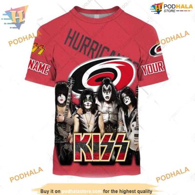 Custom Kiss Band Style NHL Carolina Hurricanes Hoodie 3D Sweatshirt