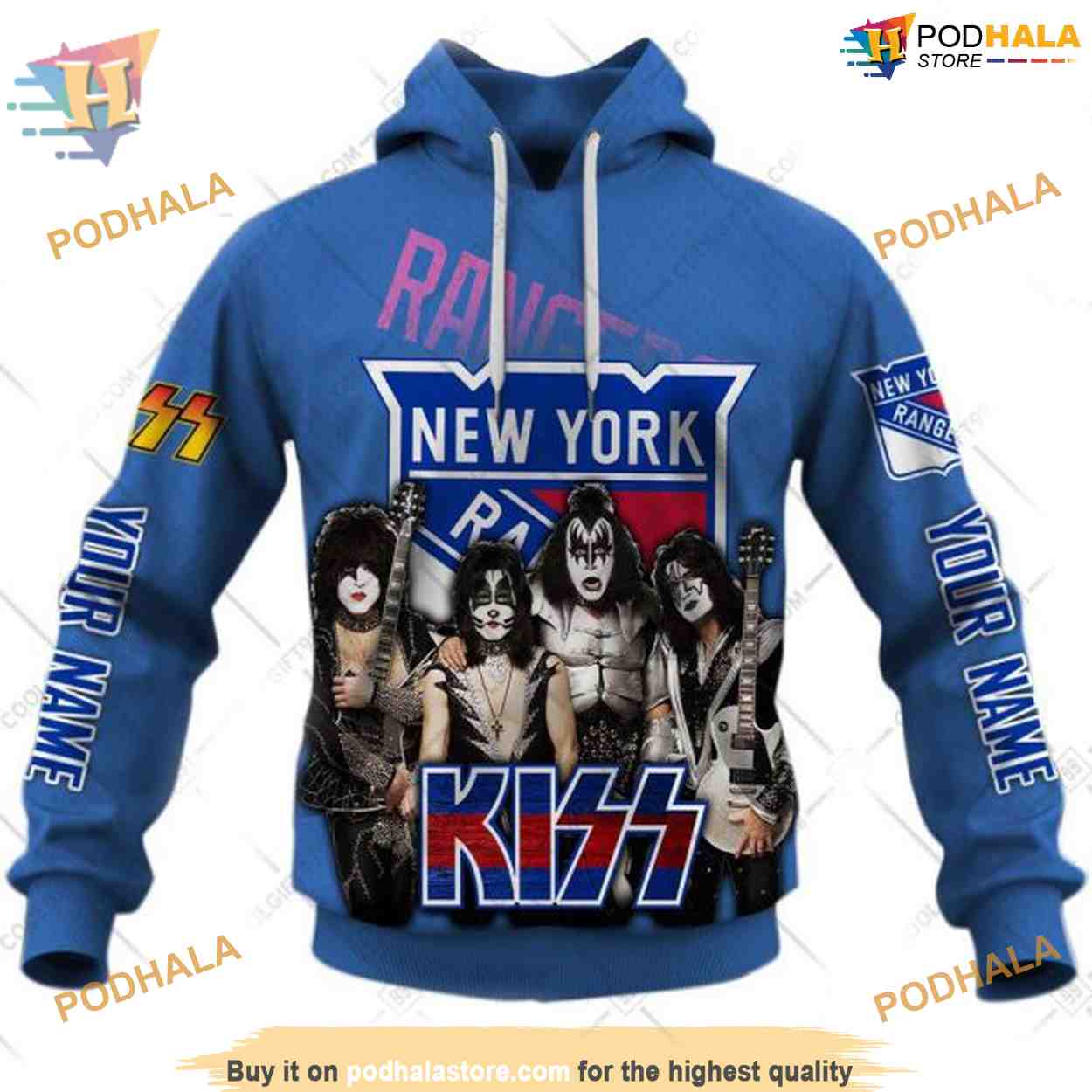 Custom Kiss Band V2 Style NHL New York Rangers Hoodie 3D Custom Kiss Band V2 Style NHL New York Rangers Hoodie 3D