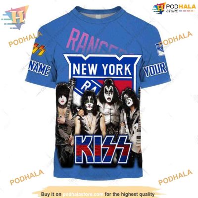 Custom Kiss Band V2 Style NHL New York Rangers Hoodie 3D