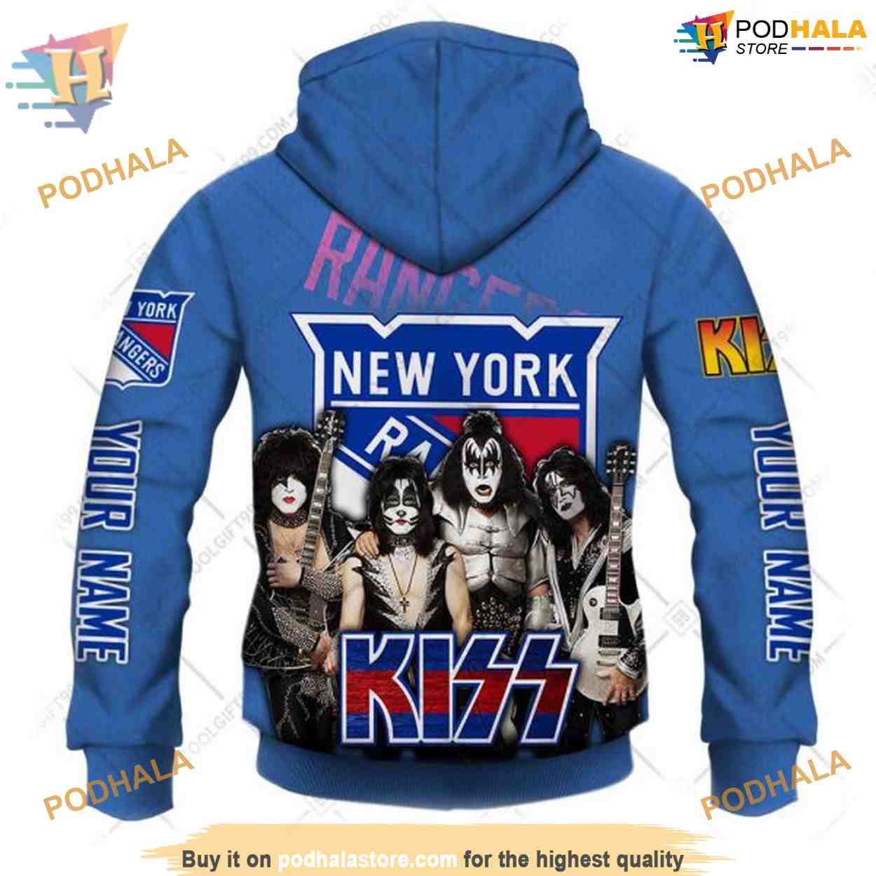 Custom Kiss Band V2 Style NHL New York Rangers Hoodie 3D Custom Kiss Band V2 Style NHL New York Rangers Hoodie 3D