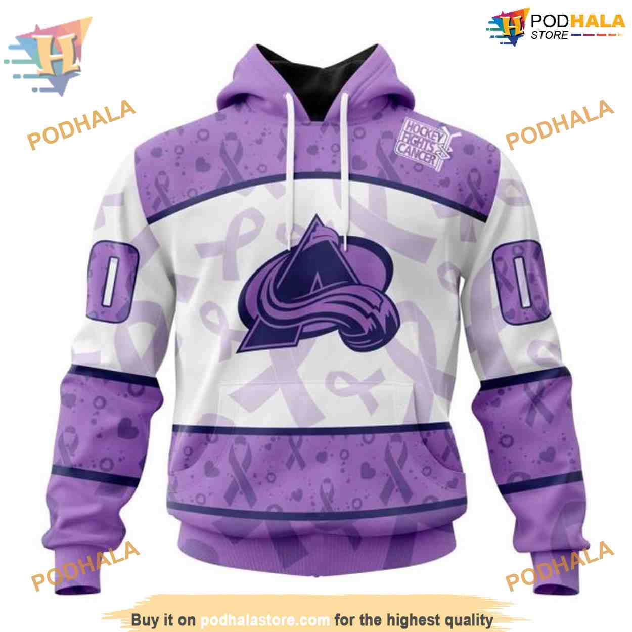 Custom Lavender Fight Cancer NHL Colorado Avalanche Hoodie 3D Sweatshirt Custom Lavender Fight Cancer NHL Colorado Avalanche Hoodie 3D Sweatshirt