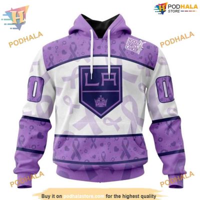 Custom Lavender Fight Cancer NHL Los Angeles Kings Hoodie 3D
