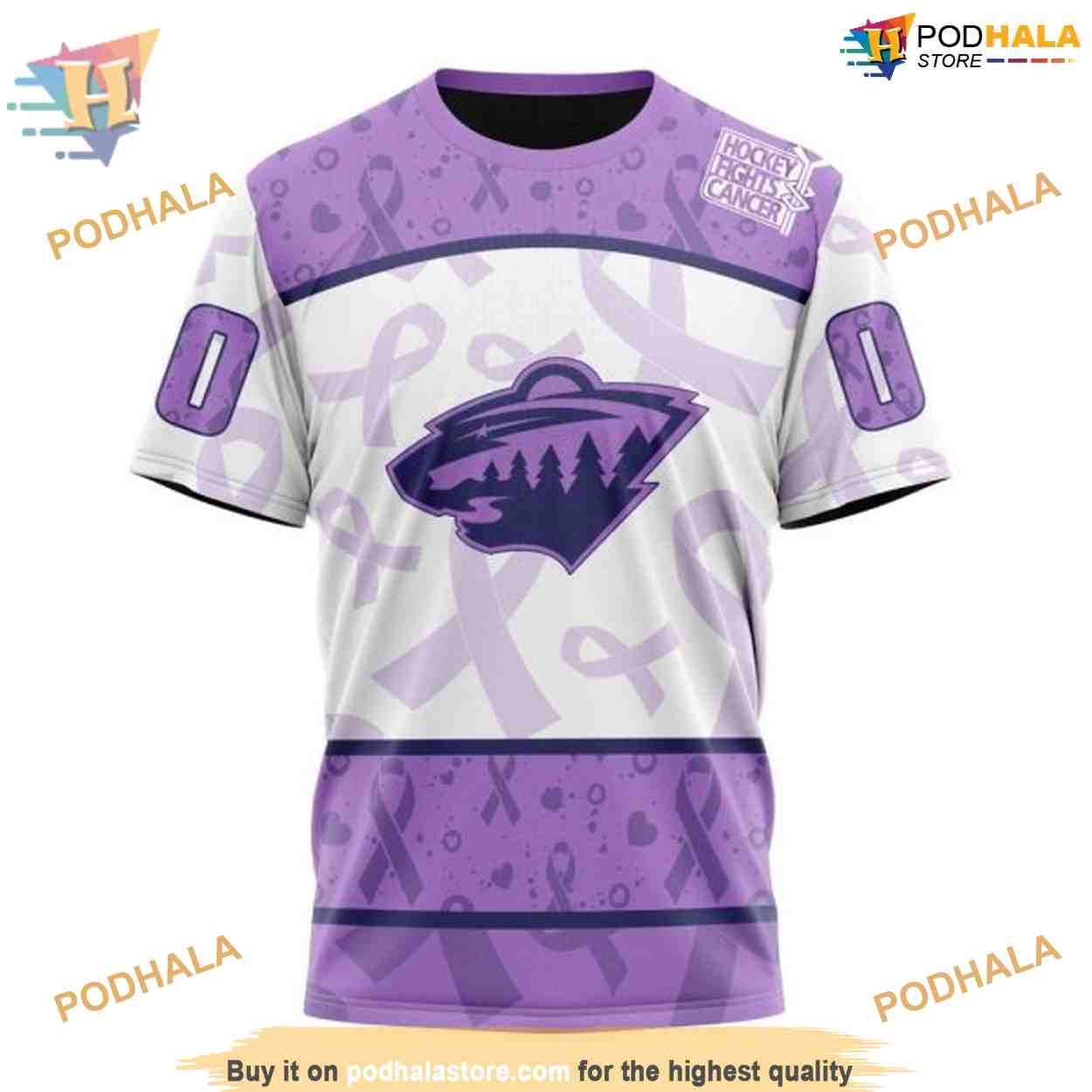 Custom Lavender Fight Cancer NHL Minnesota Wild Hoodie 3D Custom Lavender Fight Cancer NHL Minnesota Wild Hoodie 3D