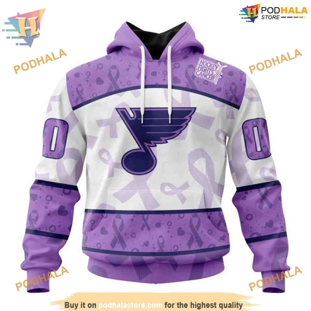Custom Lavender Fight Cancer NHL St. Louis Blues Hoodie 3D Sweatshirt Custom Lavender Fight Cancer NHL St. Louis Blues Hoodie 3D Sweatshirt