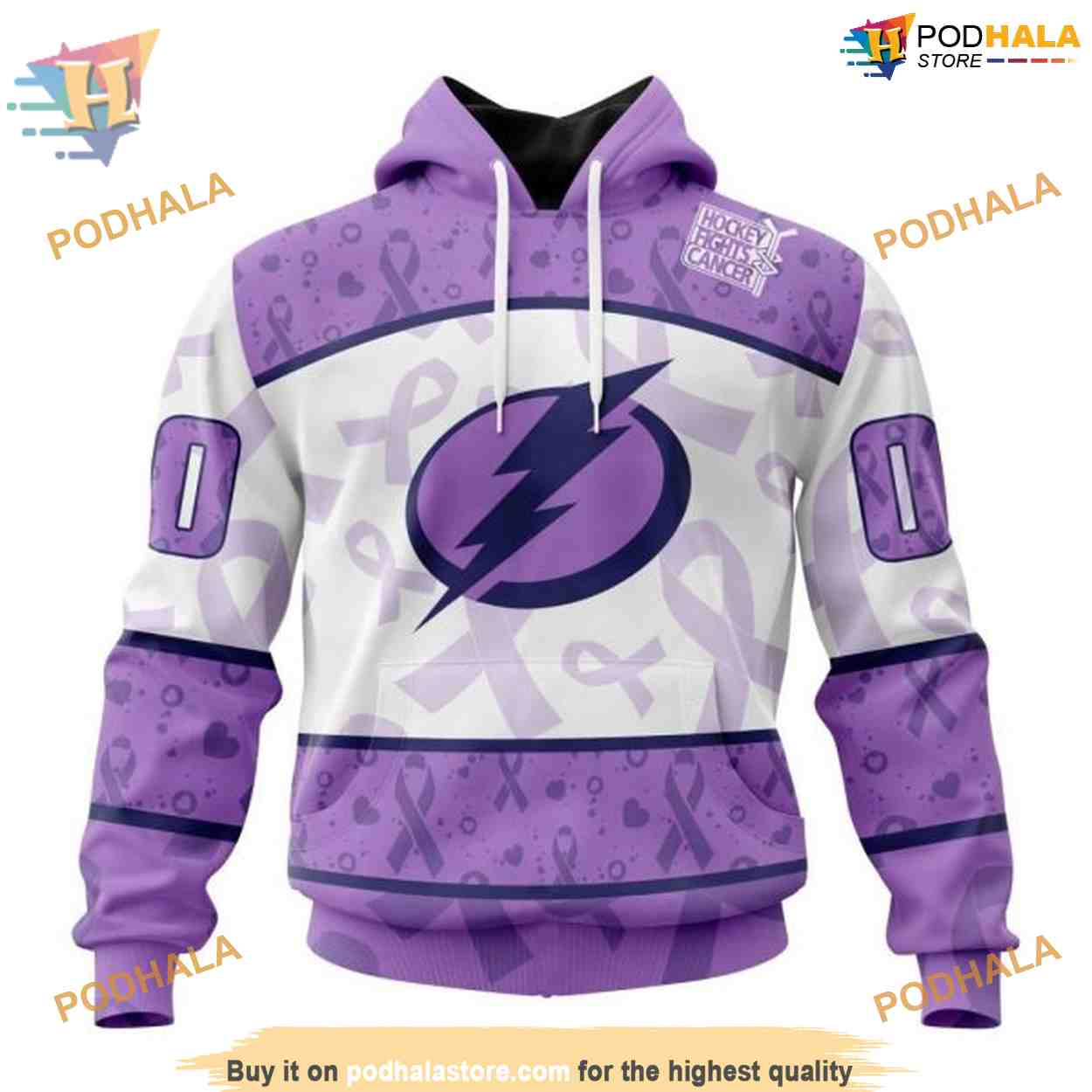 Custom Lavender Fight Cancer NHL Tampa Bay Lightning Hoodie 3D Custom Lavender Fight Cancer NHL Tampa Bay Lightning Hoodie 3D