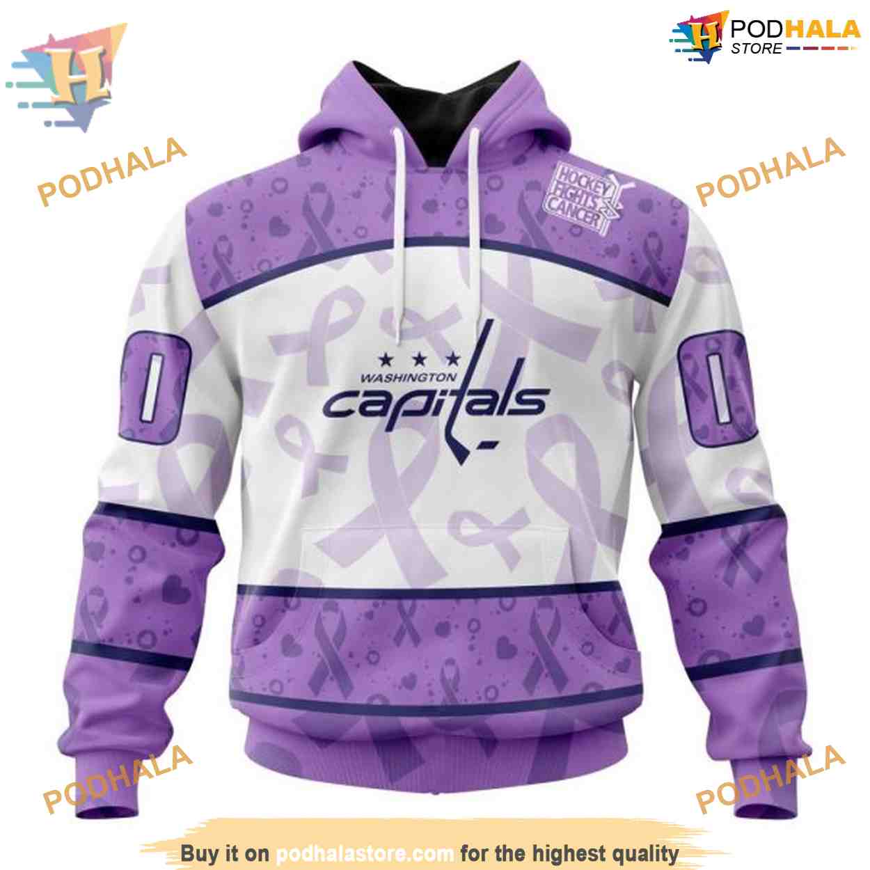 Custom Lavender Fight Cancer NHL Washington Capitals Hoodie 3D Custom Lavender Fight Cancer NHL Washington Capitals Hoodie 3D