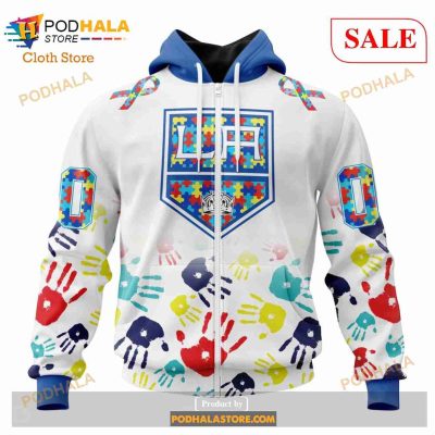 Custom Los Angeles Kings Autism Awareness Design NHL Hoodie 3D