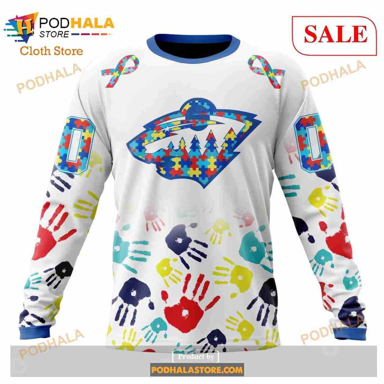 Custom Minnesota Wild Autism Awareness Design NHL Hoodie 3D Custom Minnesota Wild Autism Awareness Design NHL Hoodie 3D