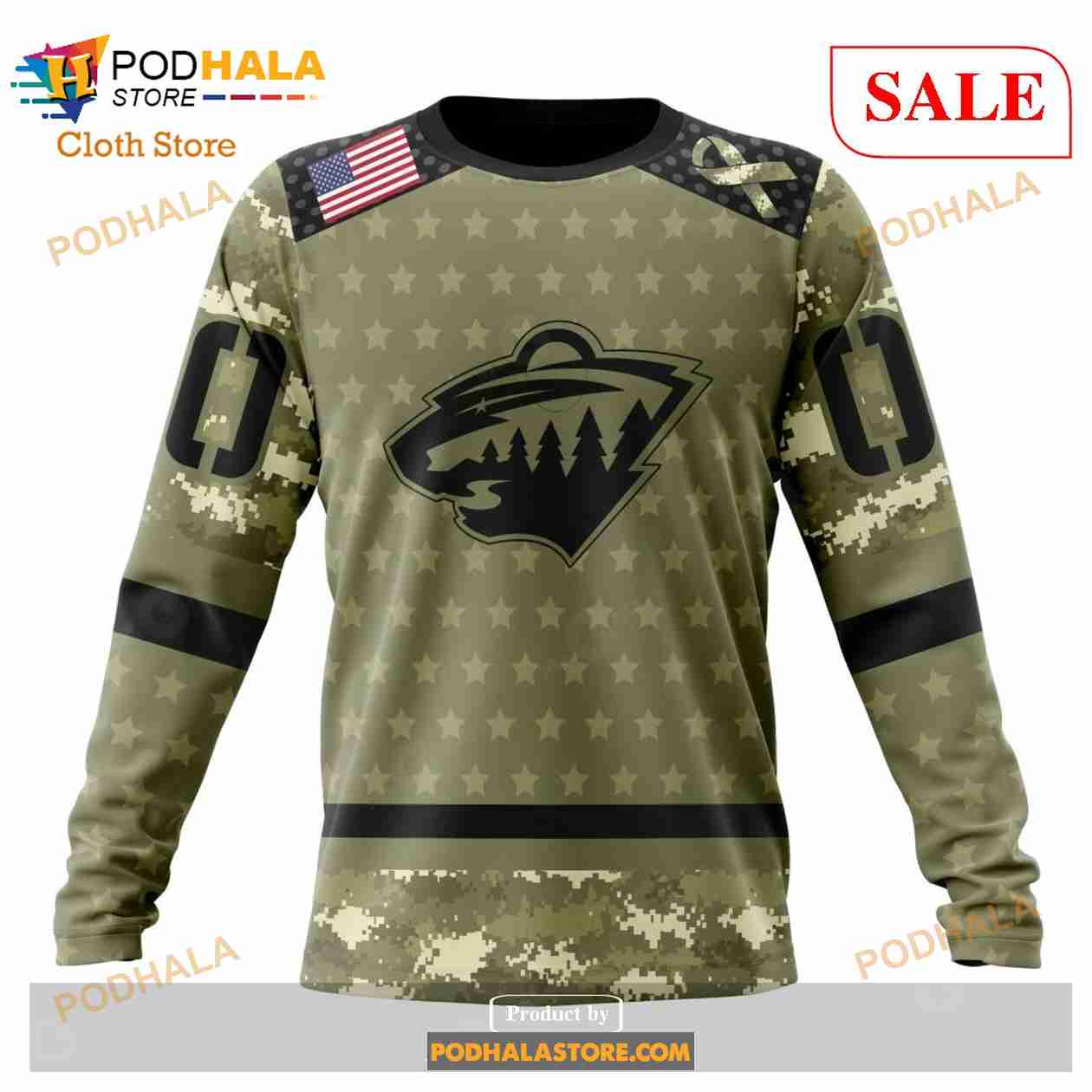 Custom Minnesota Wild Camo Military Appreciation NHL Hoodie 3D Custom Minnesota Wild Camo Military Appreciation NHL Hoodie 3D