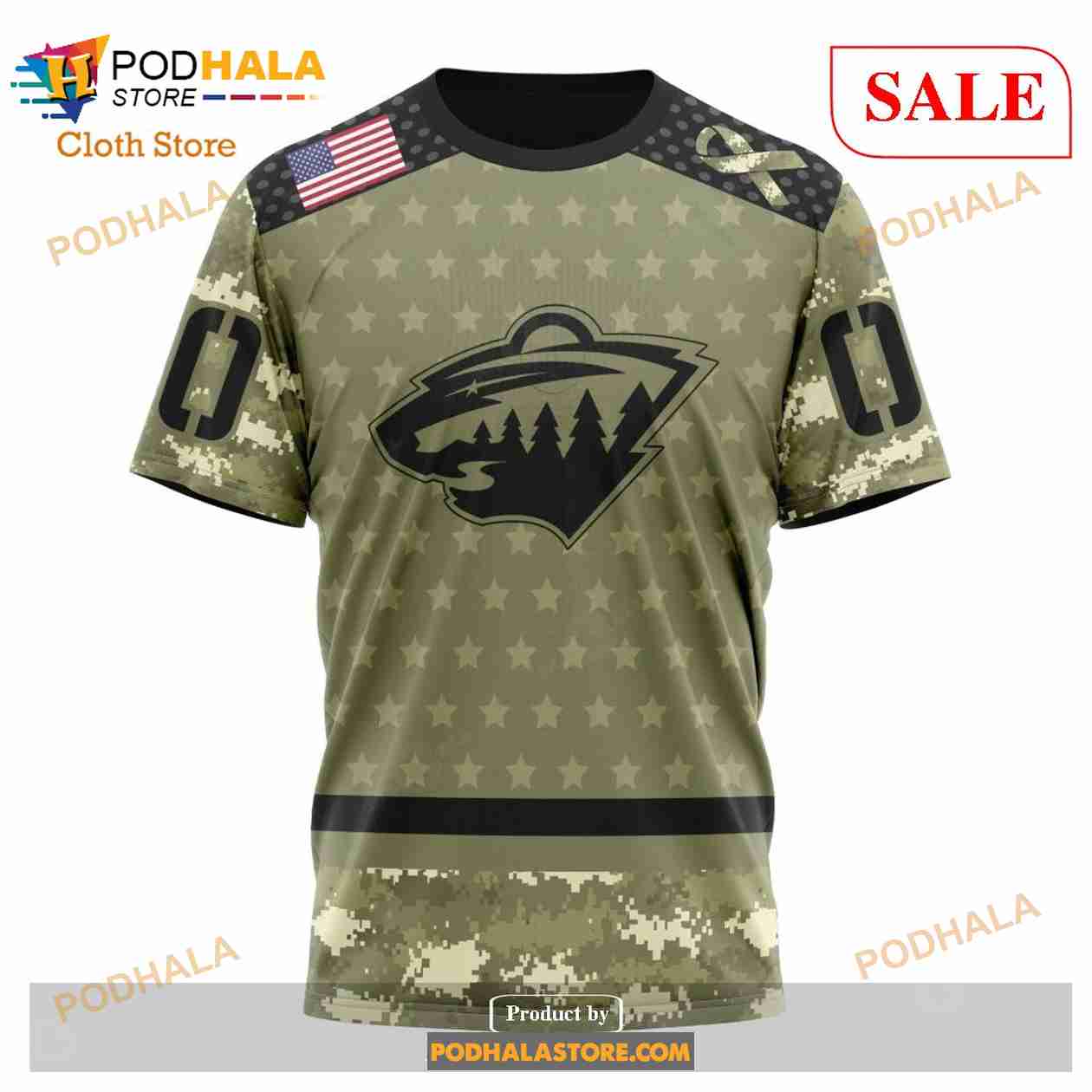 Custom Minnesota Wild Camo Military Appreciation NHL Hoodie 3D Custom Minnesota Wild Camo Military Appreciation NHL Hoodie 3D