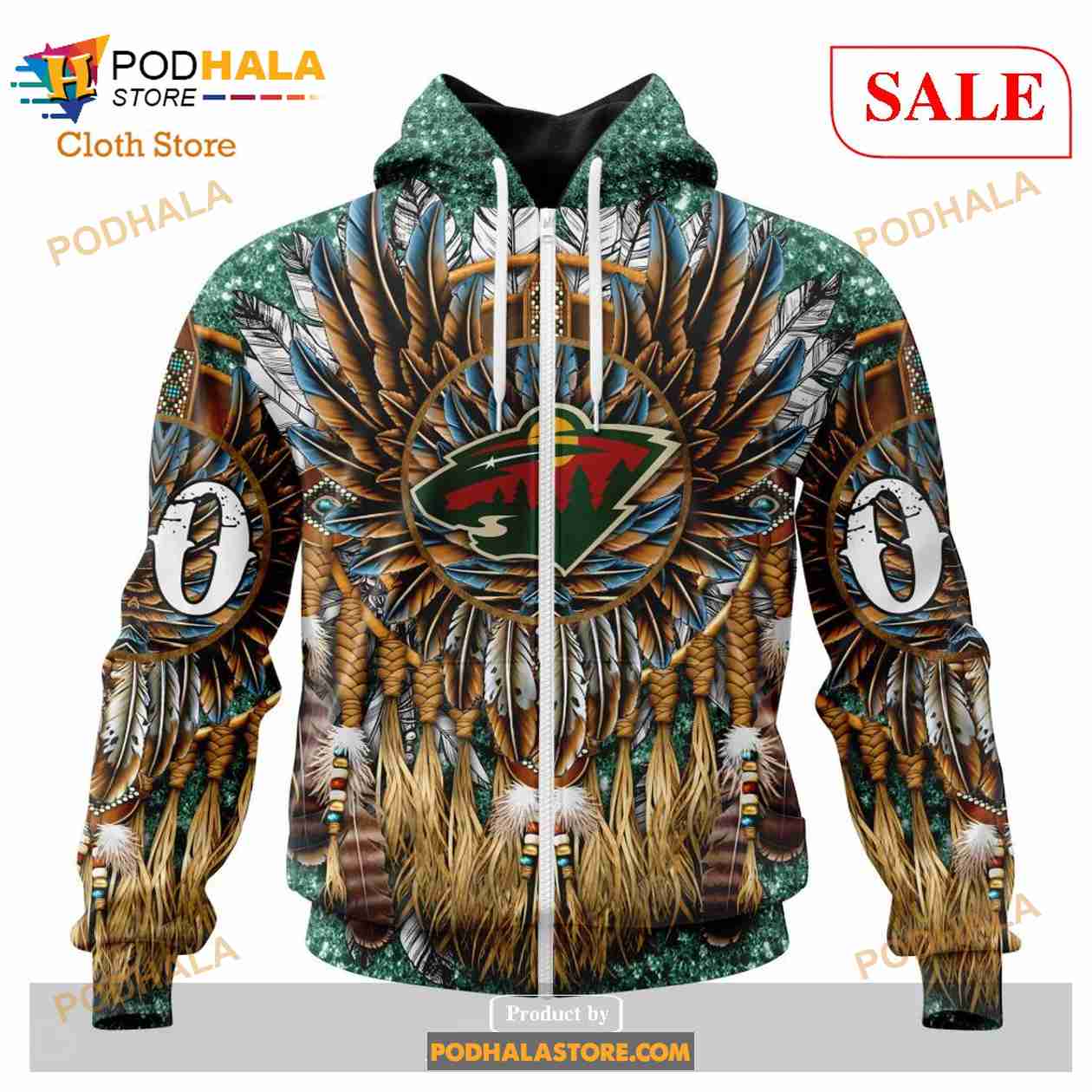 Custom Minnesota Wild Native Costume Design Sweatshirt NHL Hoodie 3D Custom Minnesota Wild Native Costume Design Sweatshirt NHL Hoodie 3D