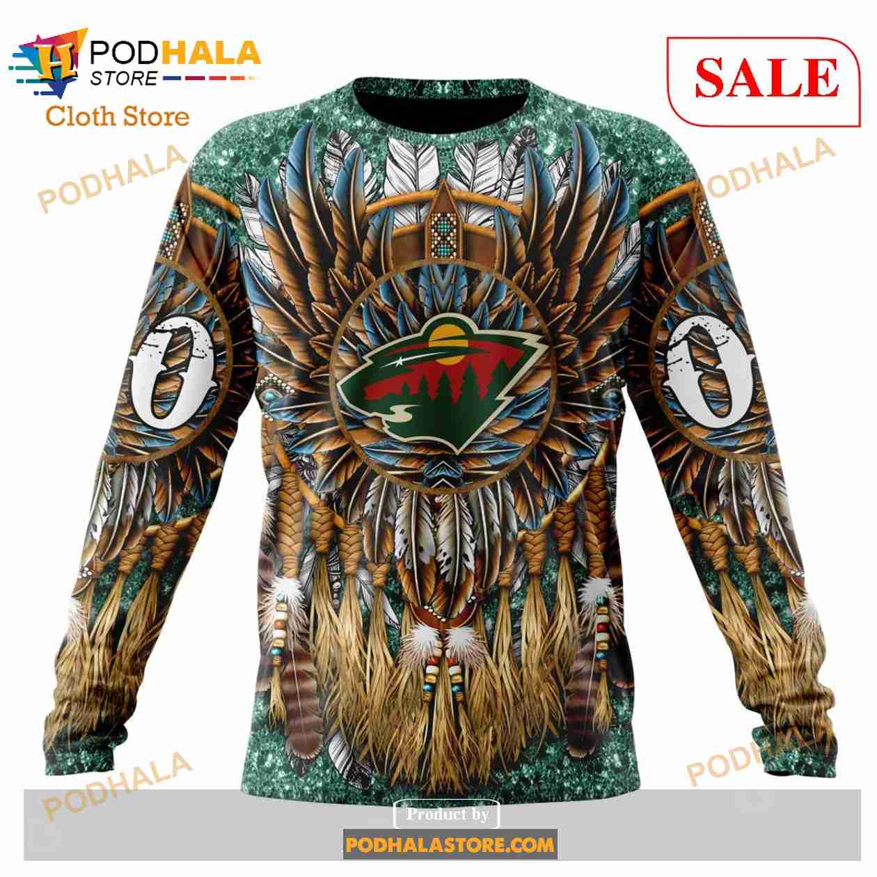 Custom Minnesota Wild Native Costume Design Sweatshirt NHL Hoodie 3D Custom Minnesota Wild Native Costume Design Sweatshirt NHL Hoodie 3D