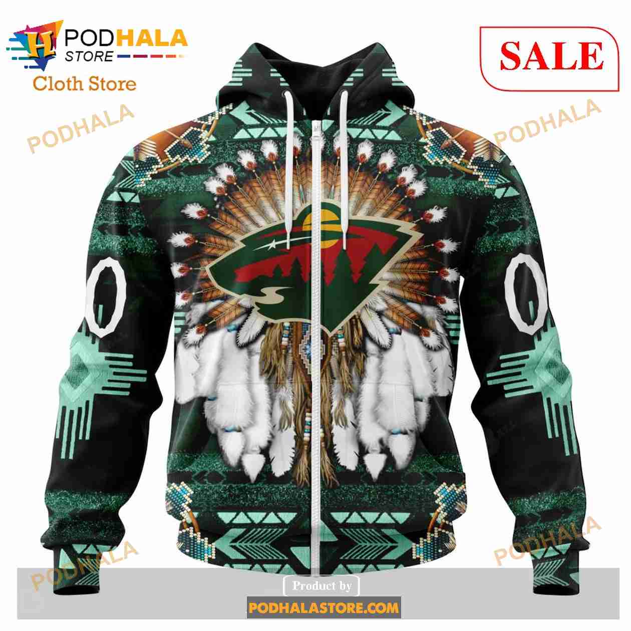 Custom Minnesota Wild Native Costume Sweatshirt NHL Hoodie 3D Custom Minnesota Wild Native Costume Sweatshirt NHL Hoodie 3D