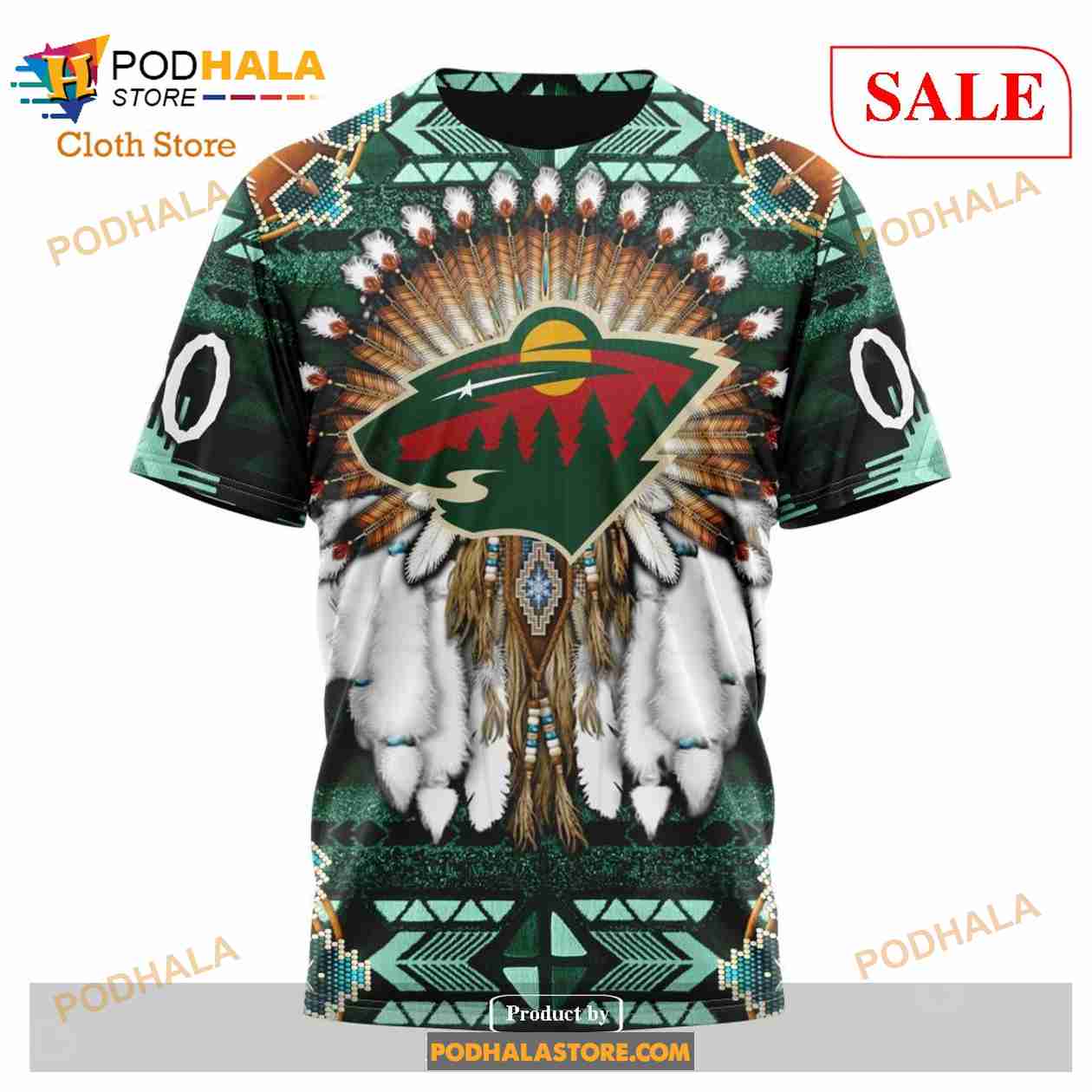 Custom Minnesota Wild Native Costume Sweatshirt NHL Hoodie 3D Custom Minnesota Wild Native Costume Sweatshirt NHL Hoodie 3D