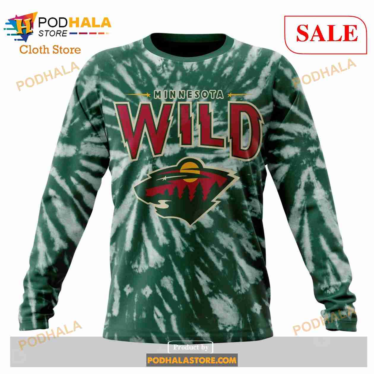 Custom Minnesota Wild Retro Vintage Tie Dye Sweatshirt NHL Hoodie 3D Custom Minnesota Wild Retro Vintage Tie Dye Sweatshirt NHL Hoodie 3D