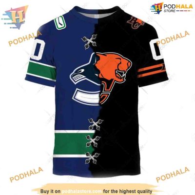 Custom Mix CFL BC Lions Jersey Style NHL Vancouver Canucks Hoodie 3D