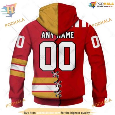 Custom Mix CFL Calgary Stampeders Jersey Style NHL Calgary Flames Hoodie 3D