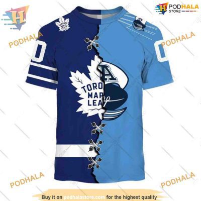 Custom Mix CFL Toronto Argonauts Jersey Style 3D NHL Toronto Maple Leafs Hoodie