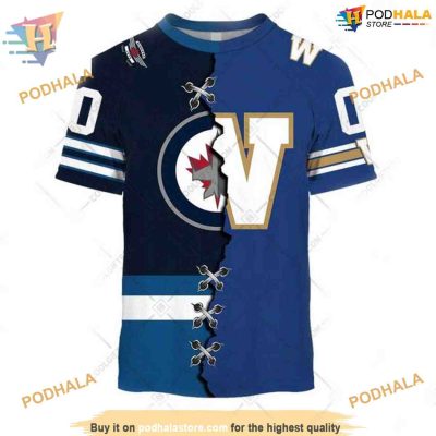 Custom Mix CFL Winnipeg Blue Bombers NHL Winnipeg Jets Hoodie 3D