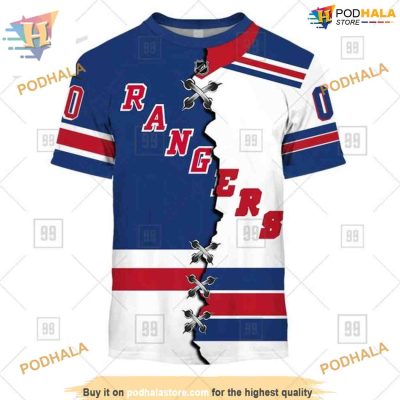 Custom Mix Jersey 2023 Style NHL New York Rangers Hoodie 3D