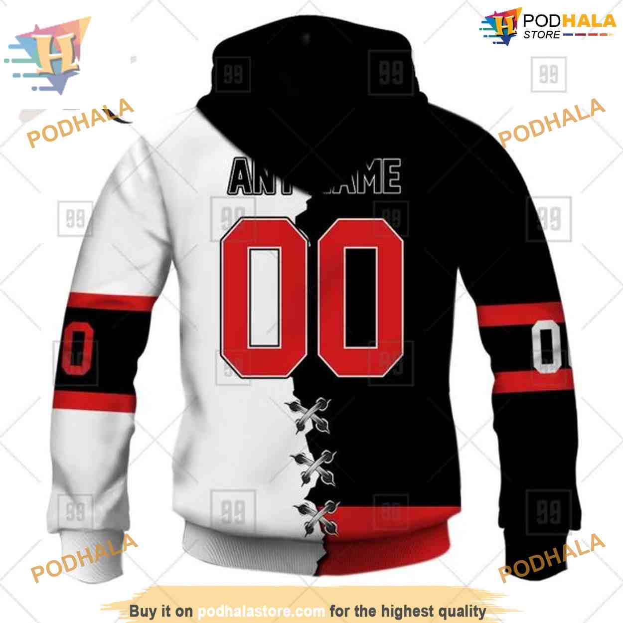 Custom Mix Jersey 2023 Style NHL Ottawa Senators Hoodie 3D Custom Mix Jersey 2023 Style NHL Ottawa Senators Hoodie 3D