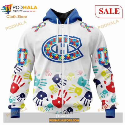Custom Montreal Canadiens Autism Awareness Design NHL Hoodie 3D