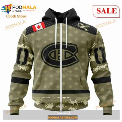 Custom Montreal Canadiens Camo Military Appreciation NHL Hoodie 3D