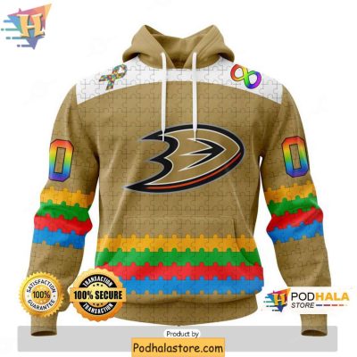 Custom NHL Anaheim Ducks Hoodie 3D, Celebrate Autism Awareness in Style