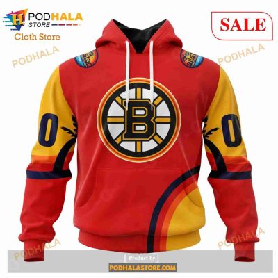 Custom NHL Boston Bruins Special ALL Star Game Design With Florida Sunset Shirt Hoodie 3D