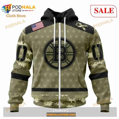 Custom NHL Boston Bruins Special Camo Military Appreciation Shirt Hoodie 3D