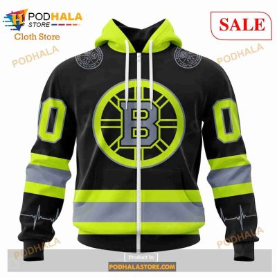 Custom NHL Boston Bruins Unisex With FireFighter Uniforms Color Shirt Hoodie 3D