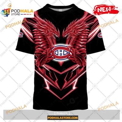 Custom NHL Montreal Canadiens Dragon Design Shirt Hoodie 3D