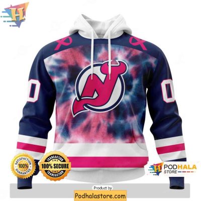 Custom NHL New Jersey Devils 3D Hoodie Breast Cancer Awareness Edition