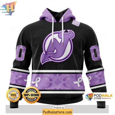 Custom NHL New Jersey Devils 3D Hoodie Perfect For Lavender Cancer Support