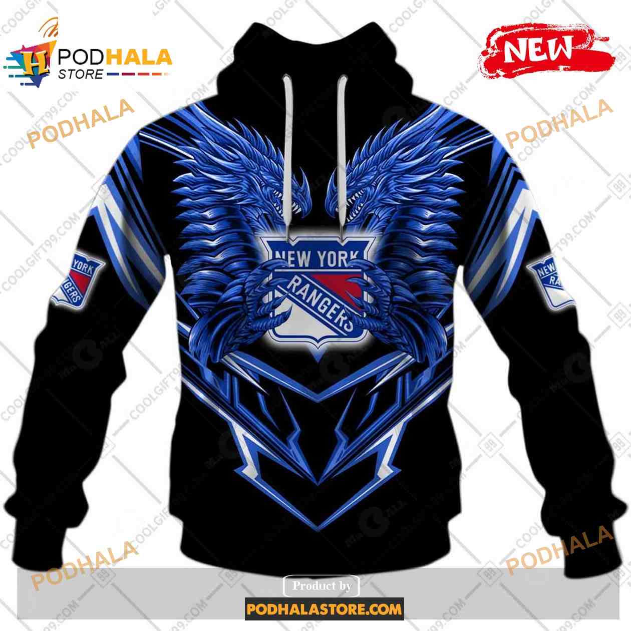Custom NHL New York Rangers Dragon Design Shirt Hoodie 3D Custom NHL New York Rangers Dragon Design Shirt Hoodie 3D