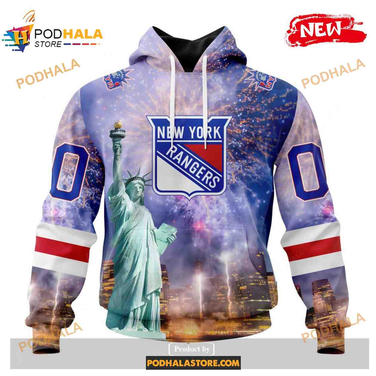 Custom NHL New York Rangers With The Statue Of Liberty Shirt Hoodie 3D Custom NHL New York Rangers With The Statue Of Liberty Shirt Hoodie 3D