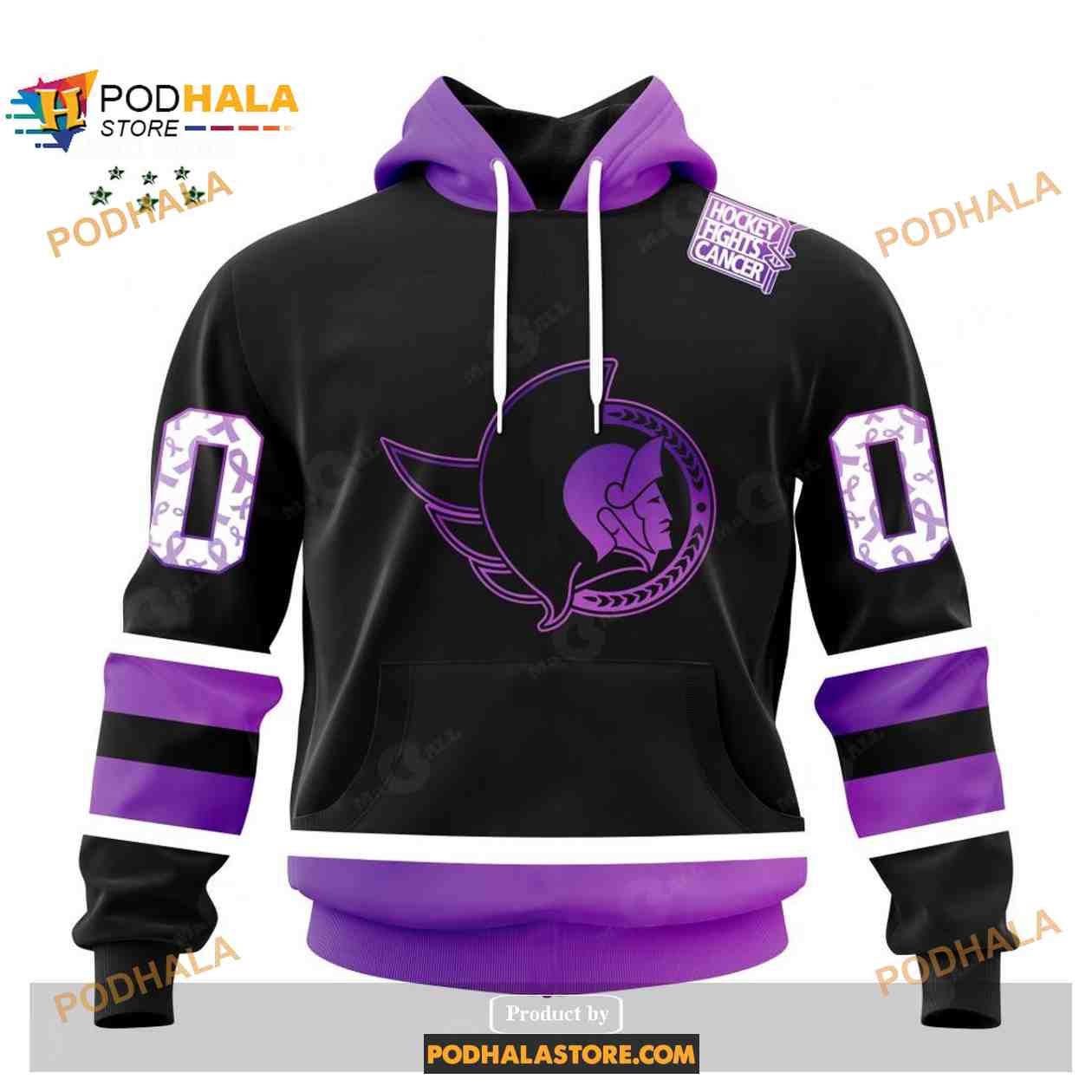 Custom NHL Ottawa Senators Black Hockey Fights Cancer Shirt Hoodie 3D Custom NHL Ottawa Senators Black Hockey Fights Cancer Shirt Hoodie 3D