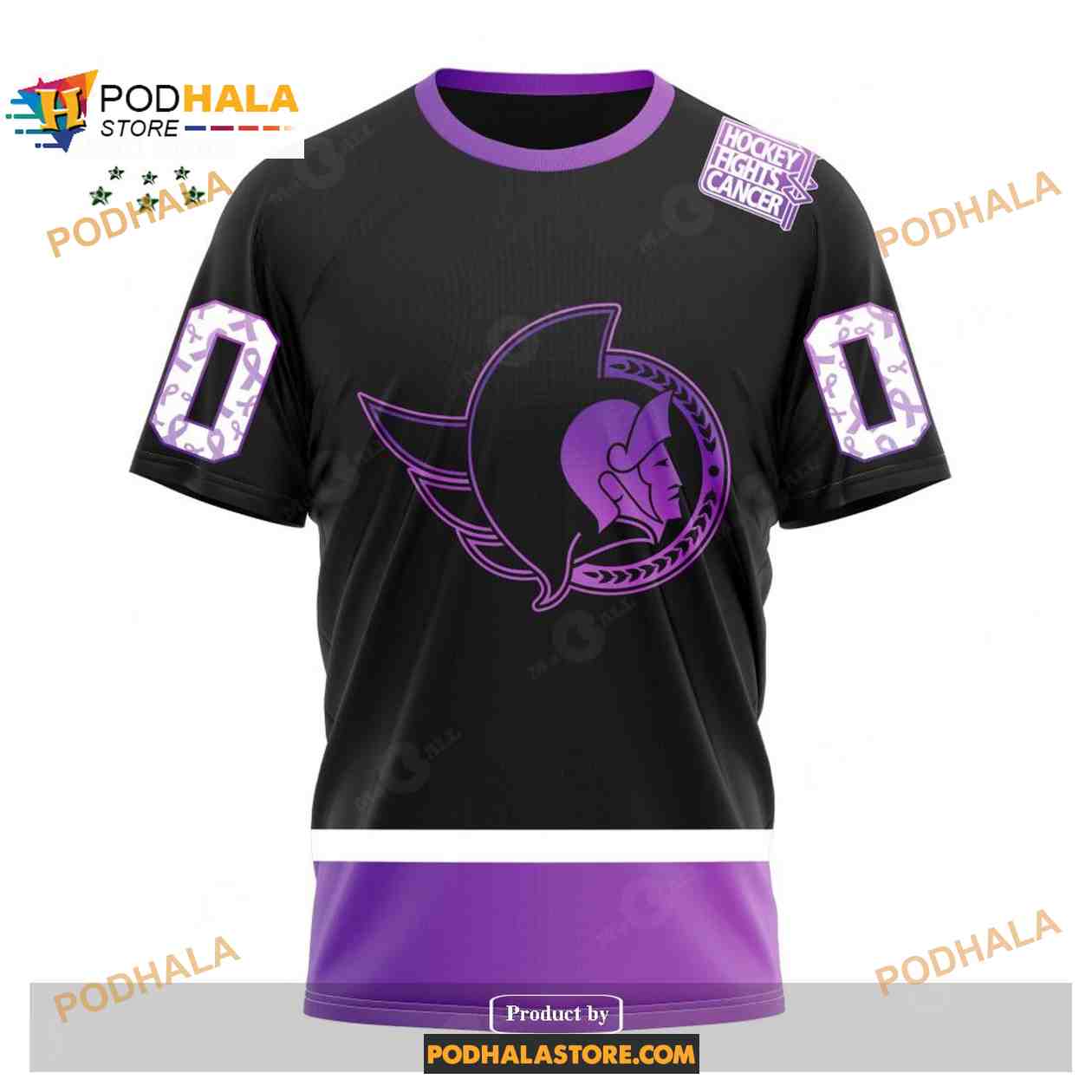 Custom NHL Ottawa Senators Black Hockey Fights Cancer Shirt Hoodie 3D Custom NHL Ottawa Senators Black Hockey Fights Cancer Shirt Hoodie 3D