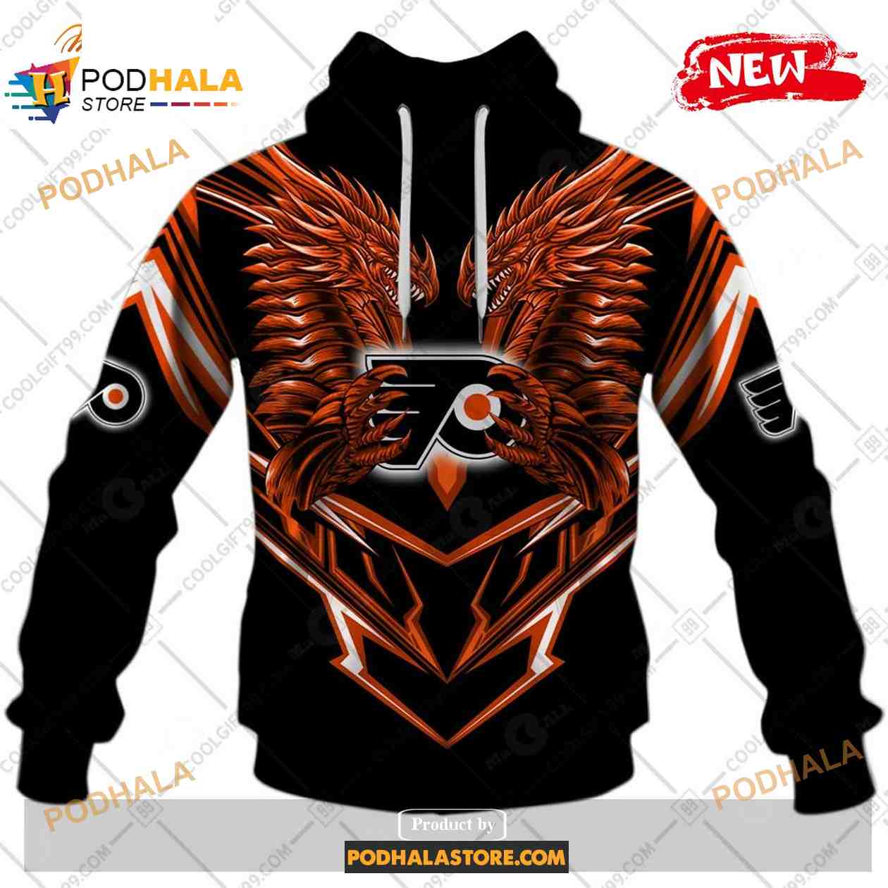 Custom NHL Philadelphia Flyers Dragon Design Shirt Hoodie 3D Custom NHL Philadelphia Flyers Dragon Design Shirt Hoodie 3D
