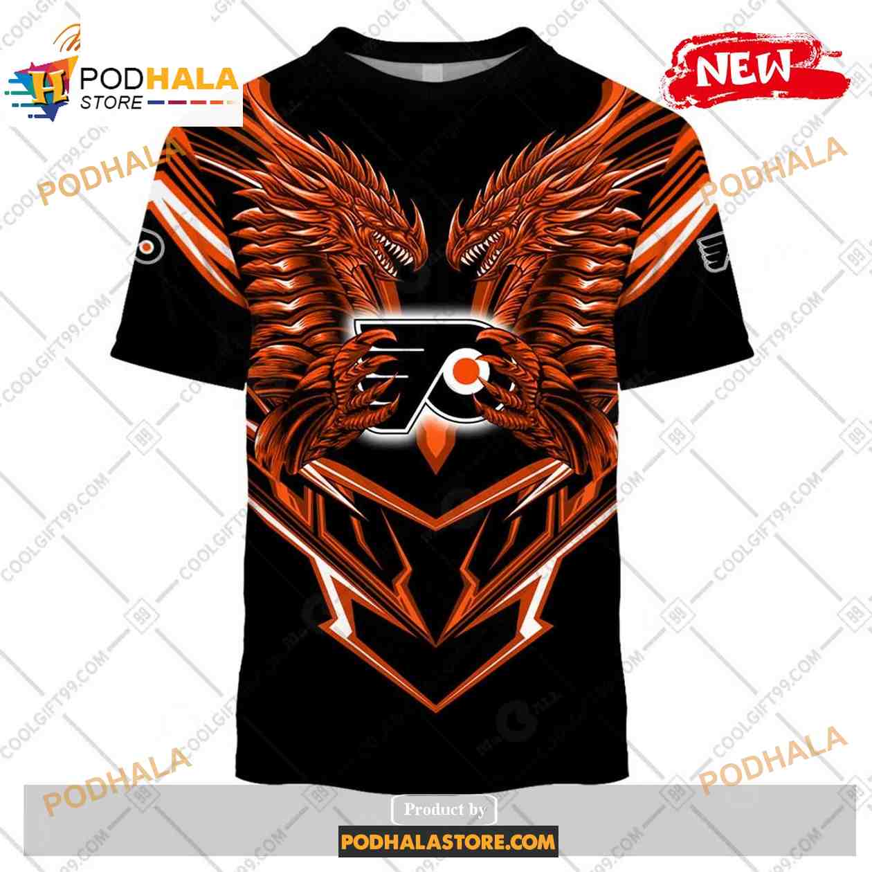Custom NHL Philadelphia Flyers Dragon Design Shirt Hoodie 3D Custom NHL Philadelphia Flyers Dragon Design Shirt Hoodie 3D