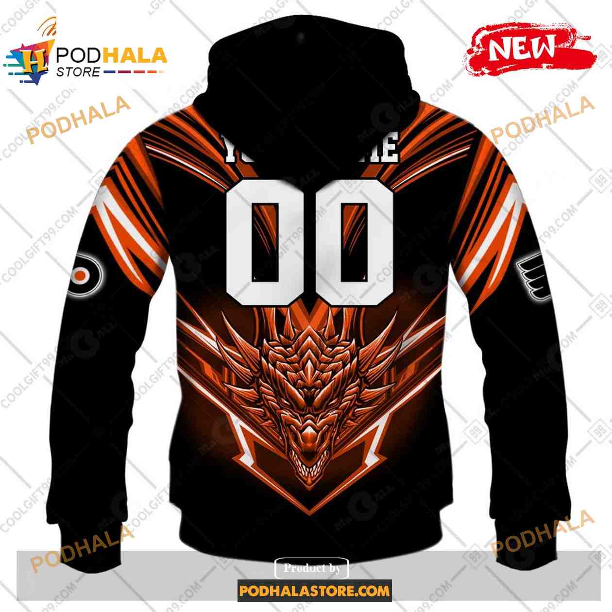 Custom NHL Philadelphia Flyers Dragon Design Shirt Hoodie 3D Custom NHL Philadelphia Flyers Dragon Design Shirt Hoodie 3D